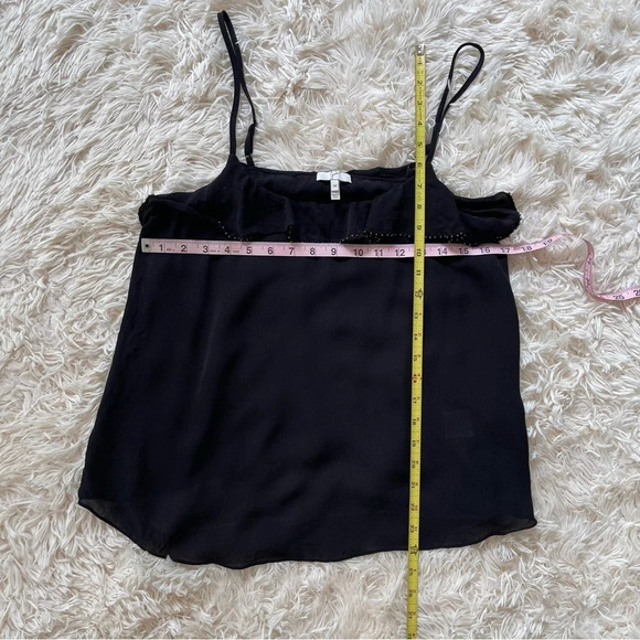 Joie ruffled beaded silk camisole top black size M - Picture 3 of 7
